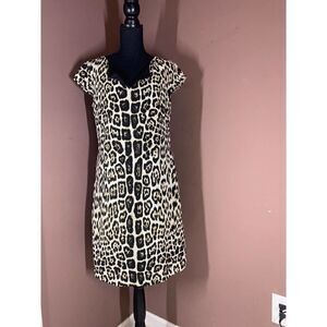 Alex Marie~Women’s~Cheetah Leopard Print Lined Sheath Dress~Size 8P.